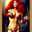 Placeholder: portrait of busty atletic young beautiful Red Sonja Boris Vallejo styles