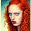 Placeholder: Deborah Ann Woll, her striking perfectly detailed clear eyes, her perfect, precisely detailed lightly freckled face, meticulously detailed long curly multi-hued ginger carrot-colored cherry red fiery hair, luminous colorful sparkles; by james r. eads, gawki, rajewel, tania rivilis, dan mumford, artgerm, greg rutkowski, alphonse mucha and william-adolphe bouguereau; glitter, airbrush, octane render, volumetric lighting, photorealistic digital painting, smooth, sharp focus