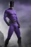 Placeholder: Kent Walker aka THE PHANTOM, Strong, athletic physique, action poses, wearing a skin-tight, formfitting purple bodysuit with a skin-tight, formfitting purple cowl, black eye disguise, black utility belt and double holstered pistol belt, black knee-high boots, glowing white eyes, battle scars, blood, ((foggy, cloudy background, multicolored lightning, flowing lava, Full Eclipse, aliens, explosions, bright, vibrant, extremely colorful, detailed, blood red skies))