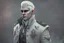 Placeholder: A white masculine human with medium white hair. A Lot of Battle Scars. Full body. Black Military Outfit. HD