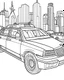 Placeholder: New York City taxi coloring page, full body (((((white background))))), only use an outline., real style, line art, white color, clean line art, white background, Sketch style.