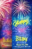 Placeholder: birthday party with fireworks flyer