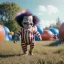 Placeholder: Ultra realistic circus scene. Sweet big hair monster floating. Child’s playing. one strong man, smile. happy, color bubbles, smooth color, waist up view, Wes Anderson style, a lot of people background, highly detailed, concept art, unreal engine 5, god rays, ray tracing, RTX, lumen lighting, ultra detail, volumetric lighting, 3d, finely drawn, high definition, high resolution.