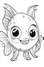 Placeholder: outline art for cute Fish coloring pages with sitch, white background, Sketch style, full body, only use outline, toddlers style, clean line art, white background, no shadows and clear and well outlined.