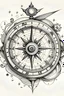 Placeholder: tattoo design drawing of a clock and nautical compass