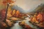 Placeholder: Valerie Hegarty style painting of a river landscape in autumn, a scenic environment, painted by Valerie Hegarty