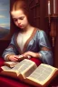 Placeholder: girl sitting in a church pew, reading the holy bible