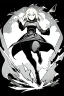 Placeholder: angry blonde girl, pose, full body, greyscale