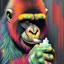 Placeholder: colorful Gorilla spraying glue by Jamie Hewlett