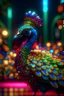 Placeholder: the 4d psychedelic neon peacock that could trigger epilepsi, rockstar portrait, photo-realistic, shot on Hasselblad h6d-400c, zeiss prime lens, bokeh like f/0.8, tilt-shift lens 8k, high detail, smooth render, down-light, unreal engine 5, cinema 4d, HDR, dust effect,, smoke