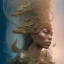 Placeholder: sango fantasy, fantasy magic, intricate, sharp focus, illustration, highly detailed, digital painting, concept art, matte, artgerm and paul lewin and kehinde wiley, masterpiece sexy lips Asian afro lips black African lady body mermaid Dragon head golden space lady sea under water mermaid pretty