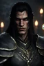 Placeholder: Portrait Farkas(Skyrim) as evil male with long dark hair , scowling, photorealistic, 4k, dark fantasy