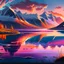 Placeholder: Illustrate a scene of a tranquil Norwegian lake reflecting the vibrant colors of a mesmerizing sunset, with snow-capped mountains in the background and a sense of calmness pervading the atmosphere, representing the serene beauty of Norway that sparks artistic imagination.