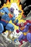 Placeholder: Supermann fighting thanos while they Are falling animated