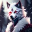 Placeholder: Feral, White fur, Werewolf, Red eyes, character, waist up portrait, oil on canvas, expert, insanely detailed, 4k resolution, cinematic smooth, intricate detail,