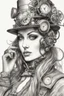 Placeholder: portrait of a steampunk lady on a white background