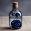 Placeholder: Midnight blue rose in a bottle