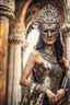 Placeholder: Photograph Beautiful woman wearing venice Metal Mask Carving Art,Fashion Style