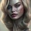 Placeholder: margot robbie, make up joker, highly realistic, highly detailed, intricate, valkirye dress