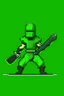 Placeholder: a pixel art-style, simple 64-bit Ninja with a green outfit, retro gaming shinobi graphic style