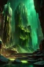 Placeholder: the cult of the three moons, hidden hideaway, otherworldly, mysterious, vray render, cinematic, cinematic horror art by Tom Hoffman, Craig Mullins. menacing, ethereal, awe-inspiring, creative, wow, beautiful, hyper realistic, bokeh, made of small shiny slabs of slightly opaque brown tourmaline and some green jade, inspired by greg rutkowski, vray render, very dark and saturated colors