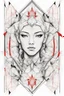 Placeholder: Create a captivating modern 2d lineart black and red ink tattoo design for print , prestigious Diamond using the elegant influences of japan art style, for print, dynamic elements from fashion and design, and bold Japanese contemporary art aesthetics, framing centered in the center, distanced from the edges of the paper perimeter, perfect anatomy, bauhaus, Divine Proportion,