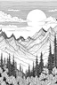 Placeholder: black and white coloring pages for adults featuring mountains, no shading