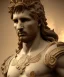 Placeholder: Realistic image, classic sculpture, marble material, Lionel Messi with Laurel wreath model, miguel angel style, God light, god rays, 4k resolution, perfect details, ornate details, soft lighting, unreal engine 5, soft cyan background.