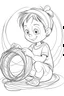 Placeholder: Outline art for coloring page OF A BOY PLAYING WITH A TOY SLINKY IN 1950, coloring page, white background, Sketch style, only use outline, clean line art, white background, no shadows, no shading, no color, clear