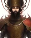 Placeholder: Detailed anime Muslim Man, dark brown hair, beard, black and red dragon scale armor, intricate details, full body portrait, keep head in frame, slight smile, black Japanese motif, concept art, highly detailed, digital painting, concept art, sharp focus, illustration, art by Yoji Shinkawa