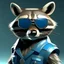 Placeholder: raccoon as a special agent with sunglasses photorealistic