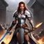 Placeholder: Chaingirl, a fierce warrior whose origins lie in the humble beginnings of a peasant life. Clad in nothing more than chainmail that glimmers in the light of the arena, she wields a massive two-handed warhammer with unrivaled skill and strength. her chainmail glistening in the spotlight, she crushes her opponents with a single devastating blow of her warhammer
