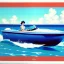 Placeholder: fullbody inside frame,sea,classic style concept, vintage SpeedBoat vehicle, retro design study, toned colors