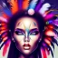 Placeholder: Black beautiful women with colorful feathers