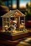 Placeholder: macro photo of Chihuahua in dog house on isometric model on beautiful luxury kitchen table,luxury salt lamp, glass walls and tunnels in isometric perspective, photo-realistic, shot on Hasselblad h6d-400c, zeiss prime lens, bokeh like f/0.8, tilt-shift lens 8k, high detail, smooth render, down-light, unreal engine 5, cinema 4d, HDR