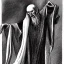 Placeholder: Russian Orthodox nosferatu vampire with a long beard made of flesh with long arms and fingers and a robe made a human faces