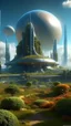 Placeholder: sci fi planet, futuristic garden, spire city