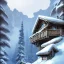 Placeholder: Chalet on bridges between chasm,mountains cliff, mountain peak,blue sky,detailed facades+beautiful, snow,richly detailed houses,trees,ornamental flowers +uphill road+biopunk+Book illustration by Gediminas Pranckevičius, Jean Baptiste Monge, Brian Kesinger, Anton fadeev, strong lines, high contrast vibrant colors, highly detailed, 16k resolution