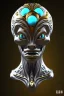 Placeholder: Silver alien, head, wicked, black eyes, blood, 8k, finely detailed, photo realistic, Anunnaki black male African Egyptian alien, cracks in the voodoo head, wicked,Asian turquoise eyes, crown, Elephant, 8k, finely detailed, photo realistic, tiger turquoise skull head gold dragon space alien sun skeleton gold gorilla silver crown silver eyes