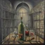 Placeholder: bought freedom paid prison, neo surrealism, alcohol matte oil paint.