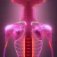 Placeholder: cyberpunk rib bones neon shining, dark red tones,