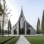 Placeholder: Church with modern style with gable roofs made of concrete