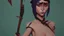 Placeholder: savage primitive girl with a spear