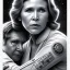 Placeholder: old carrie fisher embracing harrison ford in star wars, waist up portrait, photorealistic faces, intricate, oil on canvas, masterpiece, expert, insanely detailed, 4k resolution, cinematic smooth, intricate detail , soft smooth lighting, soft pastel colors,