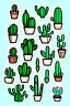 Placeholder: cute cartoon anime cactus sticker, anime style, white background color