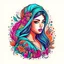 Placeholder: trippy logo design of a beautiful persian female drawings in colorful ink vector images, floral, 3d, beautiful pattern, bunchy