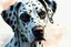 Placeholder: Surreal image of a Dalmatian dog with a delicate, glossy coat, fascinating and captivating, with a serene atmosphere that conveys peace and tranquility. Digital art image. Watercolor pencil and ink. Soft watercolor background with wet-on-wet brushstrokes. Airbrush painting. Fantastic art, detailed painting, high quality. (UHD 4K). 4K image.