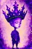 Placeholder: a small figure with a crown in a beautiful purple sparkly background, abstract and fantasy art