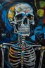 Placeholder: voodoo skeleton, neo-expressionism, acrylic paint, outlines