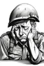 Placeholder: Drawing of a soldier crying